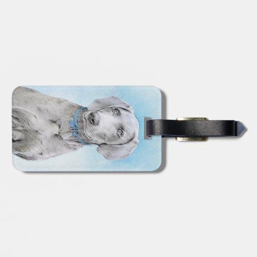 Weimaraner 絵画's – かわいいオリジナルドッグアート ラゲッジタグ (裏面横)