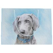 Weimaraner 絵画's – かわいいオリジナルドッグアート ラージペーパーバッグ (裏面)