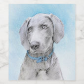 Weimaraner 絵画's – かわいいオリジナルドッグアート ワインラベル (シングルラベル)
