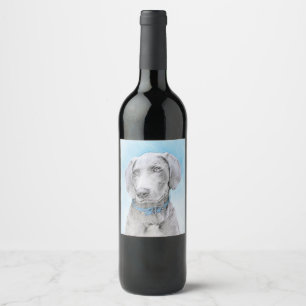 Weimaraner 絵画's – かわいいオリジナルドッグアート ワインラベル