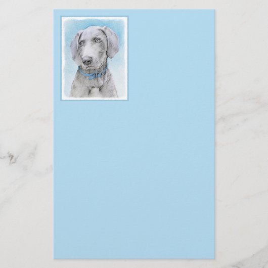 Weimaraner 絵画's – かわいいオリジナルドッグアート 便箋 (正面)