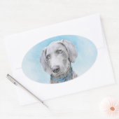 Weimaraner 絵画's – かわいいオリジナルドッグアート 楕円形シール (封筒)