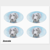 Weimaraner 絵画's – かわいいオリジナルドッグアート 楕円形シール (シート)