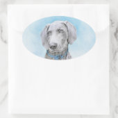 Weimaraner 絵画's – かわいいオリジナルドッグアート 楕円形シール (バッグ)