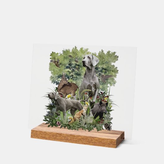 Weimaraner Art アクリルサイン (傾斜)