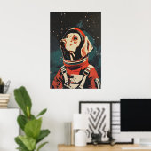 Weimaraner Astronaut Poster, Weimaraner Retro ポスター (ホームオフィス)