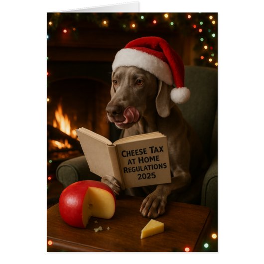 Weimaraner 'Cheese Tax' Christmas card (正面)