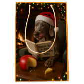 Weimaraner Cheese Tax Christmas gift bag  ミディアムペーパーバッグ (正面)