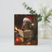 Weimaraner 'Cheese Tax' Christmas postcard ポストカード (スタンド正面)