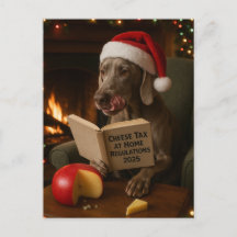 Weimaraner 'Cheese Tax' Christmas postcard