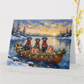 Weimaraner Christmas Boat Holiday カード (黄色い花)