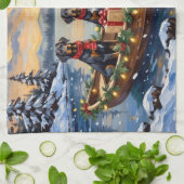 Weimaraner Christmas Boat Holiday キッチンタオル (折り畳み)