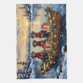 Weimaraner Christmas Boat Holiday キッチンタオル (縦)