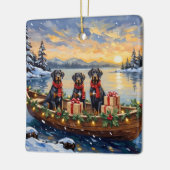 Weimaraner Christmas Boat Holiday セラミックオーナメント (左)