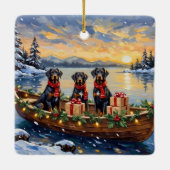 Weimaraner Christmas Boat Holiday セラミックオーナメント (裏面)