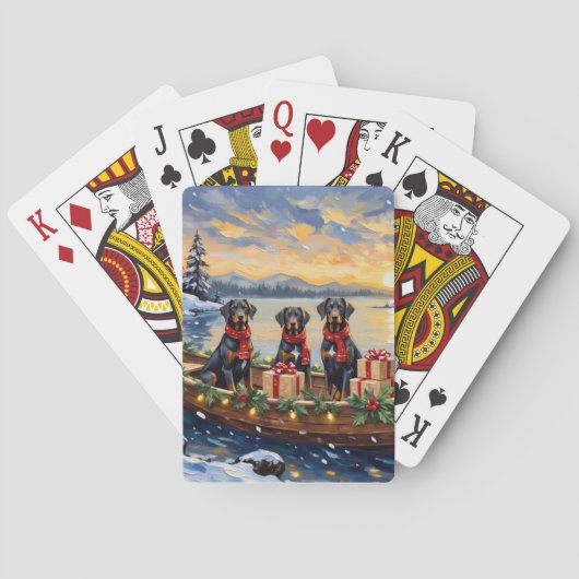 Weimaraner Christmas Boat Holiday トランプ (裏面)