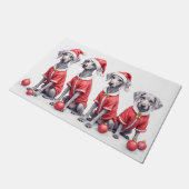 Weimaraner Christmas Dress Santa Hat ドアマット (アングル)