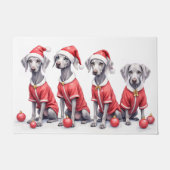 Weimaraner Christmas Dress Santa Hat ドアマット (正面)