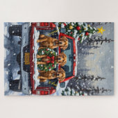 Weimaraner Christmas Red Truck Holiday ジグソーパズル (横)