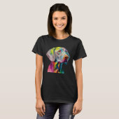 Weimaraner Colorful Pop Splash Tie Dye Rainbow Tシャツ (正面フル)