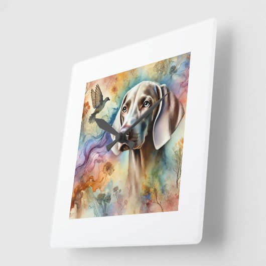 Weimaraner Dog 200624AREF211 - Watercolor スクエア壁時計 (傾斜)