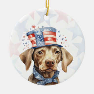 Weimaraner Dog, 4th of july Personalized セラミックオーナメント