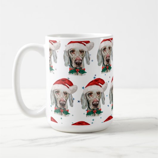 Weimaraner Dog Breed Christmas Stars コーヒーマグカップ (左)