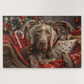 Weimaraner Dog Christmas Festive ジグソーパズル (横)