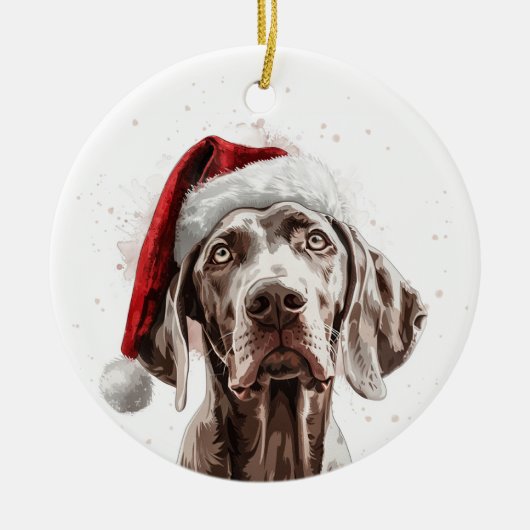 Weimaraner Dog Christmas Personalized セラミックオーナメント (正面)