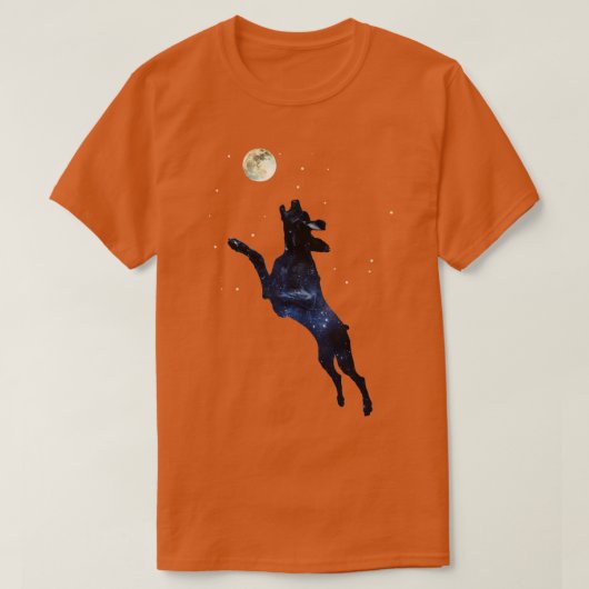 Weimaraner dog jumping Double Exposure Tシャツ (デザイン正面)