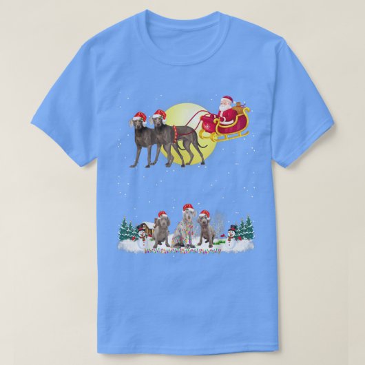 Weimaraner Dog Reindeer Dog Lights Christmas Lover Tシャツ (デザイン正面)