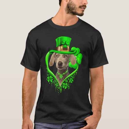 Weimaraner Dog St Patricks Day Lover Irish Shamroc Tシャツ (正面)
