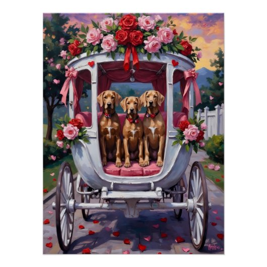 Weimaraner Dog Valentine's Day  ポスター (正面)