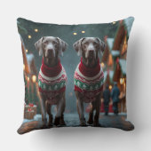 Weimaraner Dogs Christmas Snow Holiday クッション (裏面)