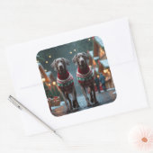 Weimaraner Dogs Christmas Snow Holiday スクエアシール (封筒)