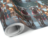 Weimaraner Dogs Christmas Snow Holiday ラッピングペーパー (ロールコーナー)