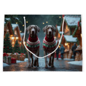 Weimaraner Dogs Christmas Snow Holiday ラージペーパーバッグ (正面)