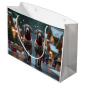 Weimaraner Dogs Christmas Snow Holiday ラージペーパーバッグ (裏面アングル)