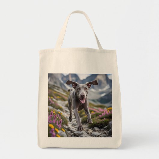 Weimaraner Elegant Grocery Tote Bag トートバッグ (正面)