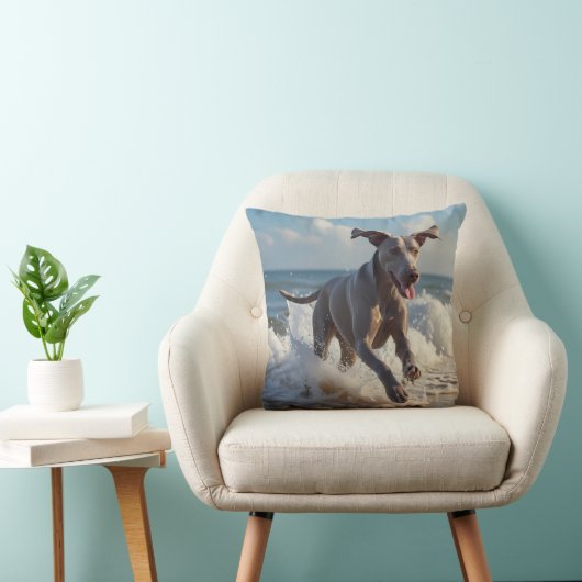 Weimaraner Elegant Throw Pillow クッション (椅子)