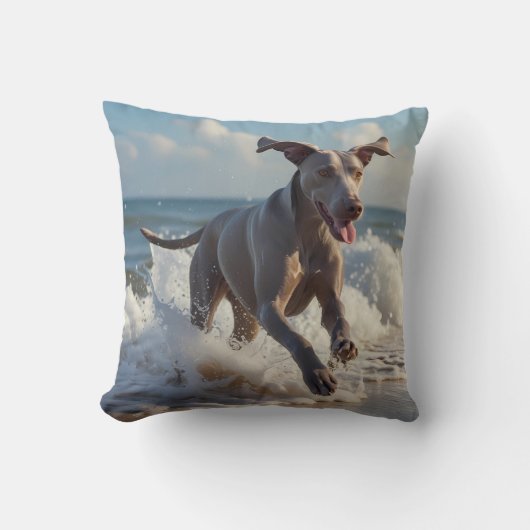 Weimaraner Elegant Throw Pillow クッション (正面)