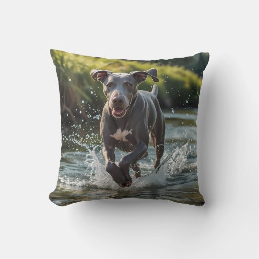 Weimaraner Elegant Throw Pillow クッション (正面)