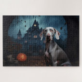 Weimaraner Halloween Scary ジグソーパズル (横)