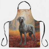 Weimaraner in Autumn Leaves Fall Inspire エプロン (正面)
