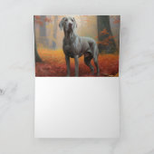 Weimaraner in Autumn Leaves Fall Inspire カード (内部)
