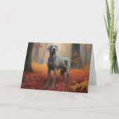 Weimaraner in Autumn Leaves Fall Inspire カード (正面)
