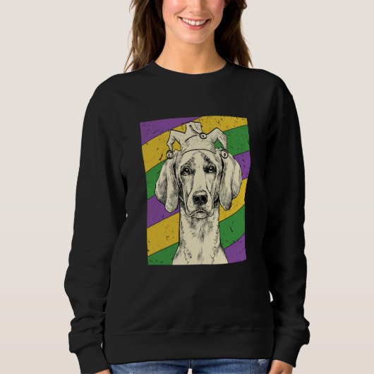 Weimaraner Jester Mardi Gras Dog Mom or Dad スウェットシャツ (正面)