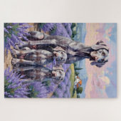 Weimaraner Lavender Field Art ジグソーパズル (横)