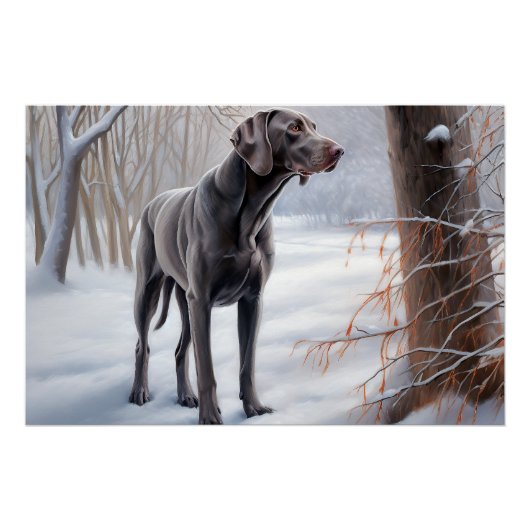 Weimaraner Let It Snow クリスマス ポスター (正面)