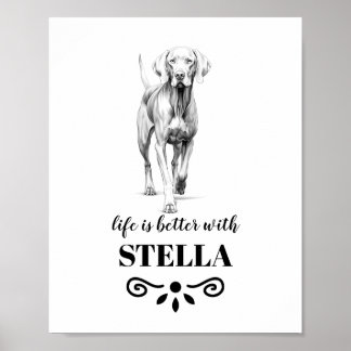 Weimaraner Life is better カスタム with the Dog Name ポスター